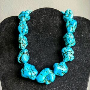 NEW PICS! Blue Turquoise Howlite Nugget Necklace